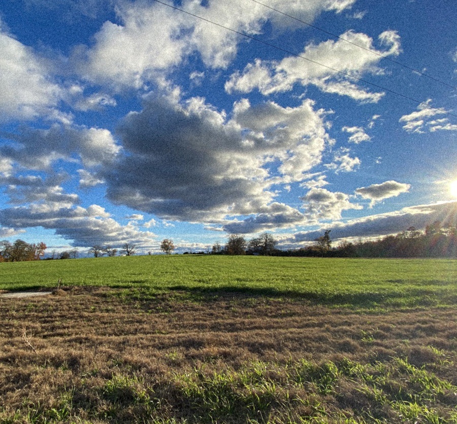 Wide open ranch land under a cloudy sky.