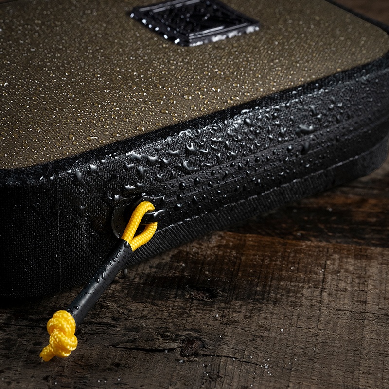 Close up of YKK zipper.