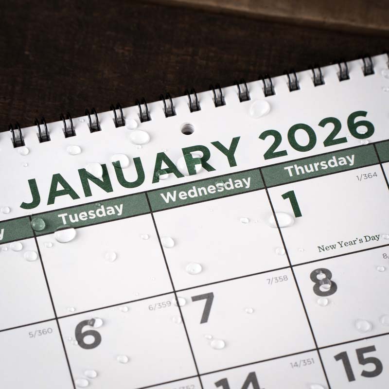 Jan. close up of calendar.